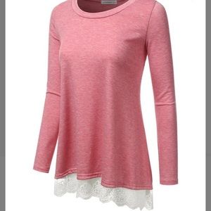 🆕 JJ Perfection | Heather Red & Lace Tunic NWOT